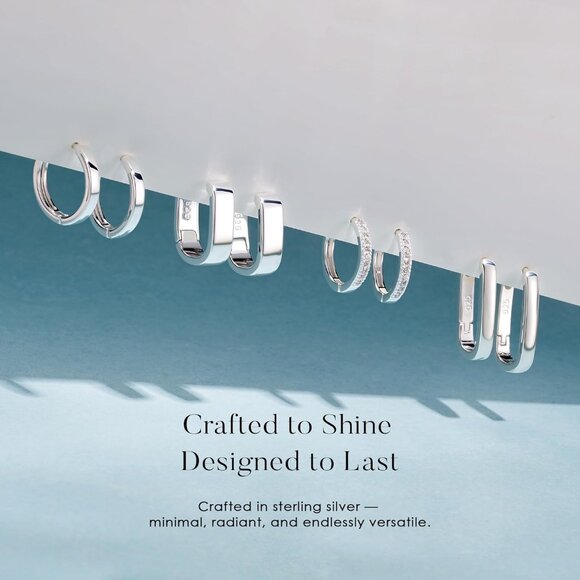 Sterling Silver Hoop Earrings Women Dainty Thick Hypoallergenic Jewelry Gift - Picture 7 of 7